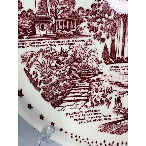 Vintage Vernon Kilns Alabama Souvenir Plate - Picture 3 of 16